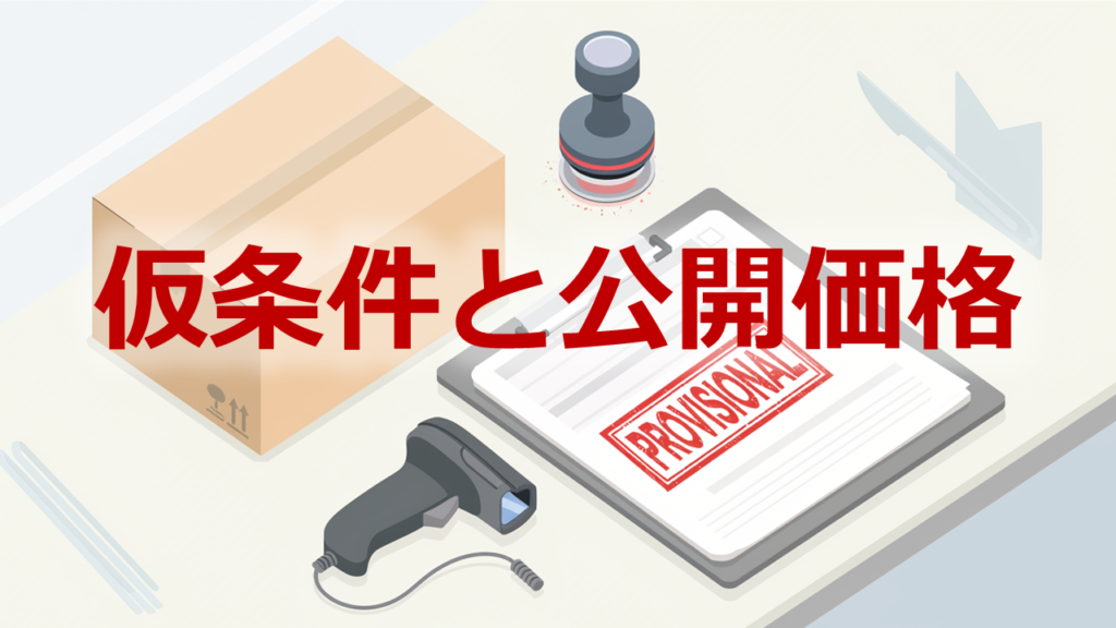 仮条件と公開価格