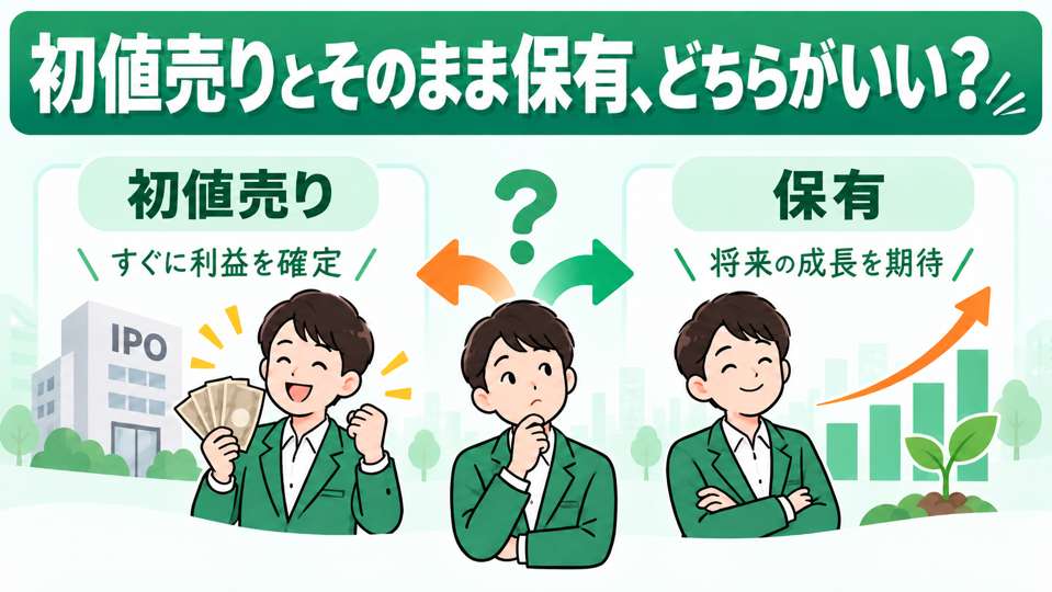 IPOの初値売りとそのまま保有する場合の比較