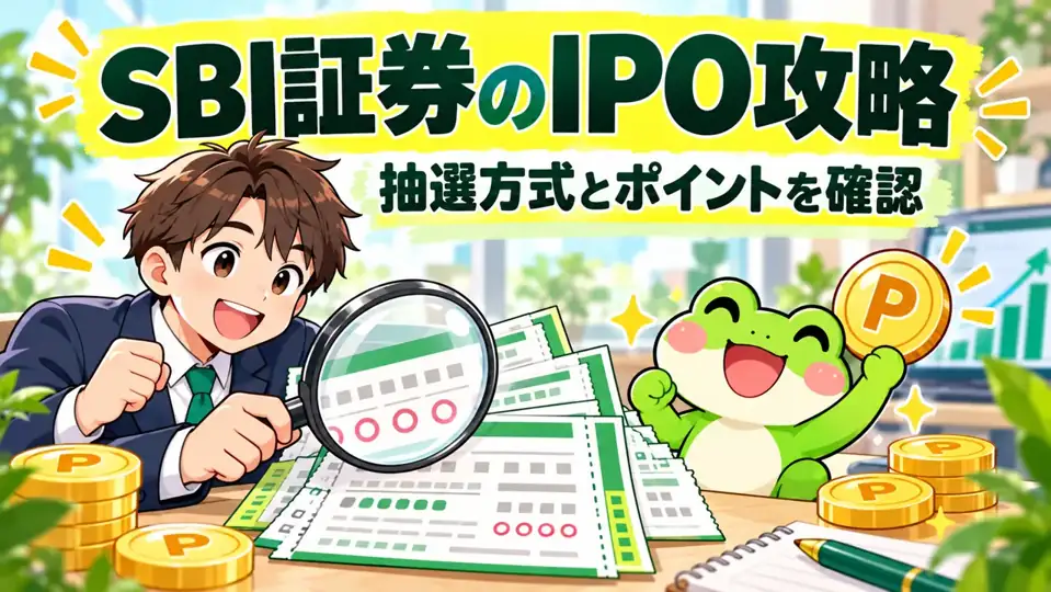 カエルと会社員が解説するSBI証券のIPOが当たらない理由｜抽選方式・ポイント返却・資金条件を解説